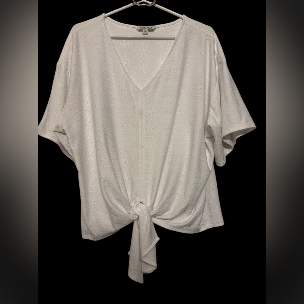 The Pioneer Woman White Eyelet Tie-Front Blouse